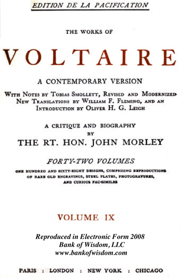 The Works of Voltaire, Vol. 9 of 42 vols + INDEX volume 43